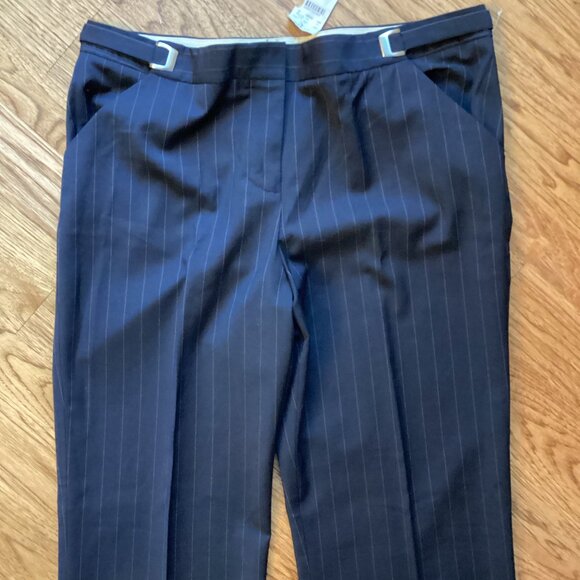 NWT J CREW NAVY PINSTRIPE WOOL BLEND TROUSER PANTS ADJUSTABLE WAIST 12 CLASSIC - Picture 3 of 5